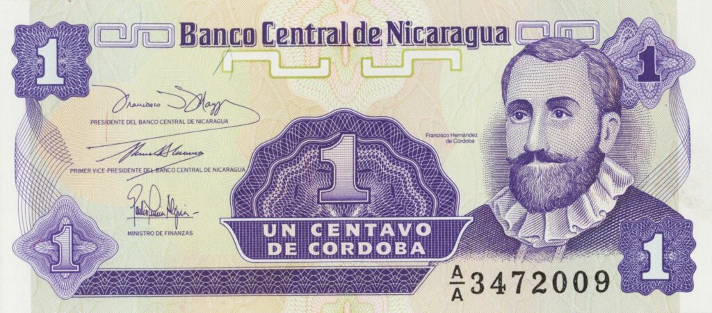 NICARAGUA billet de 1 centavo de Cordoba ND (1991) Francisco Córdoba