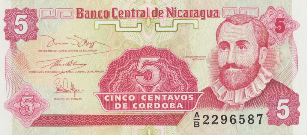 NICARAGUA billet de 5 centavos de Cordoba ND (1991) Francisco Córdoba