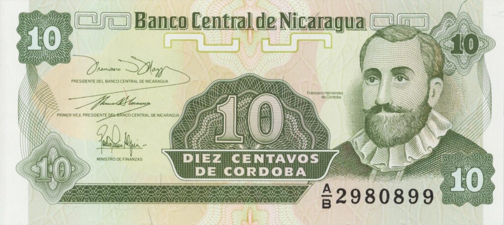 NICARAGUA billet de 10 centavos de Cordoba ND (1991) Francisco Córdoba