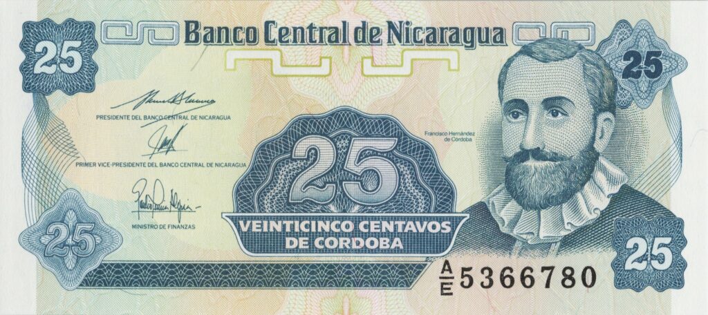 NICARAGUA billet de 25 centavos de Cordoba ND (1991) Francisco Córdoba