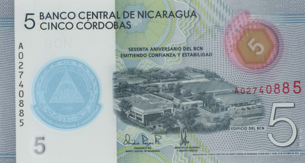 NICARAGUA billet de 5 Cordobas du 2019 60e anniversaire de Banco Central