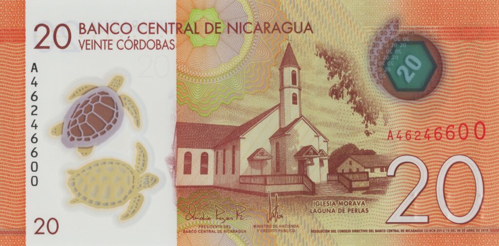 NICARAGUA billet de 20 Cordobas du 2019 Église morave