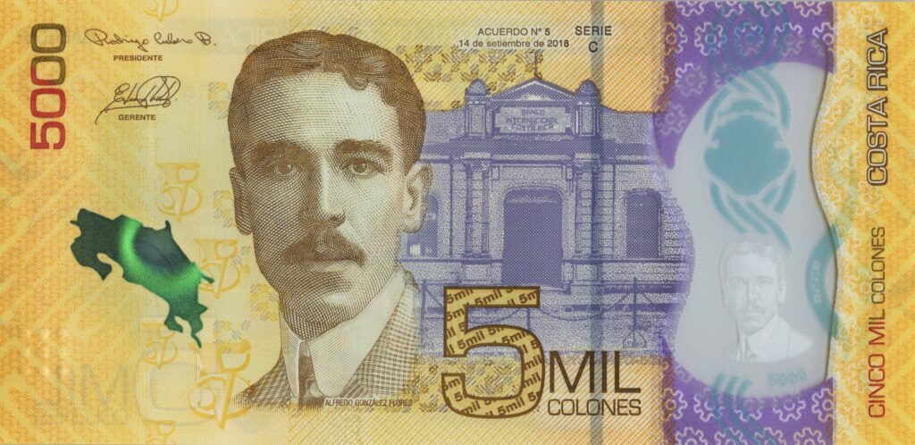 COSTA RICA billet de 5.000 Colones 2018 Alfredo González Flores