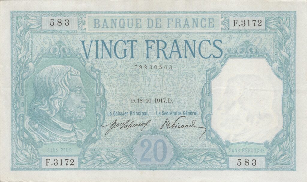 FRANCE billet de 20 Francs Bayard, 18-10-1917