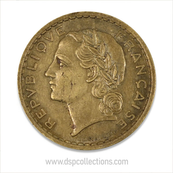 FRANCE, pièce de 5 Francs 1940, Lavrillier Bronze-Aluminium – Image 2