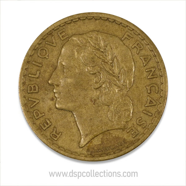 FRANCE, pièce de 5 Francs 1940, Lavrillier Bronze-Aluminium – Image 2