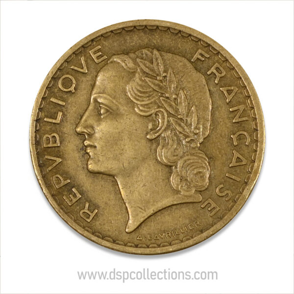 FRANCE, pièce de 5 Francs 1940, Lavrillier Bronze-Aluminium – Image 2