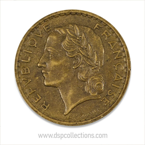 FRANCE, pièce de 5 Francs 1940, Lavrillier Bronze-Aluminium – Image 2