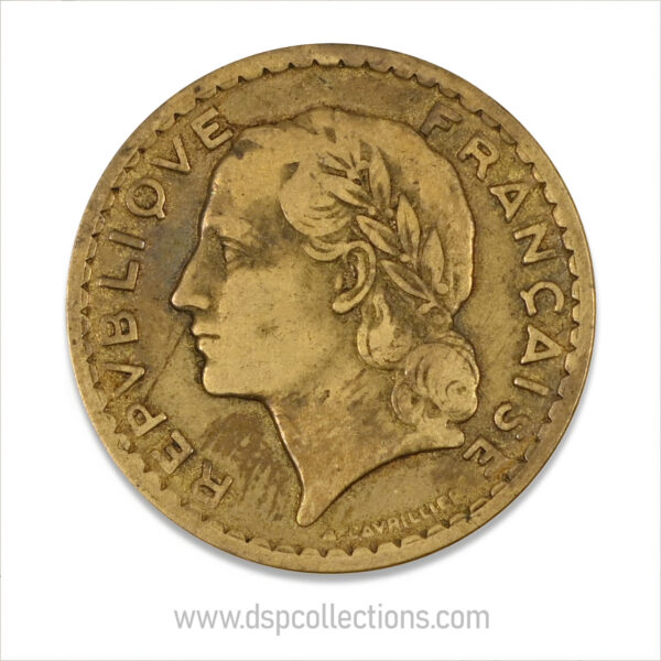 FRANCE, pièce de 5 Francs 1940, Lavrillier Bronze-Aluminium – Image 2