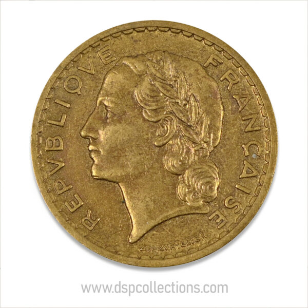 FRANCE, pièce de 5 Francs 1940, Lavrillier Bronze-Aluminium – Image 2