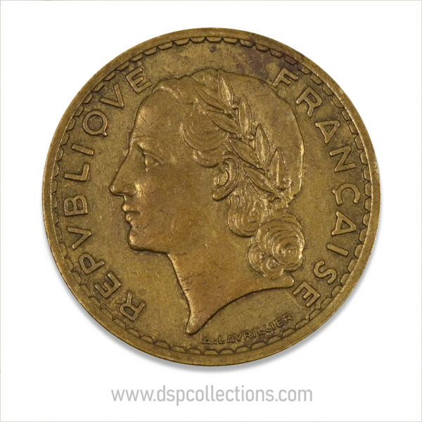 FRANCE, pièce de 5 Francs 1940, Lavrillier Bronze-Aluminium – Image 2