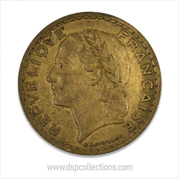 FRANCE, pièce de 5 Francs 1940, Lavrillier Bronze-Aluminium – Image 2