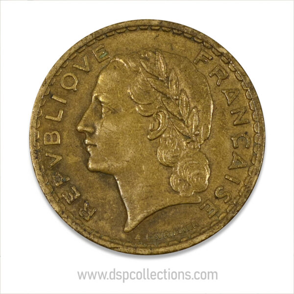 FRANCE, pièce de 5 Francs 1940, Lavrillier Bronze-Aluminium – Image 2