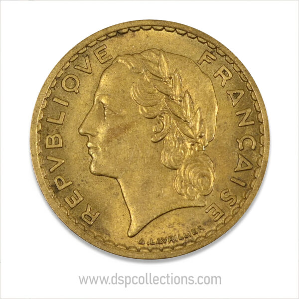 FRANCE, pièce de 5 Francs 1940, Lavrillier Bronze-Aluminium – Image 2