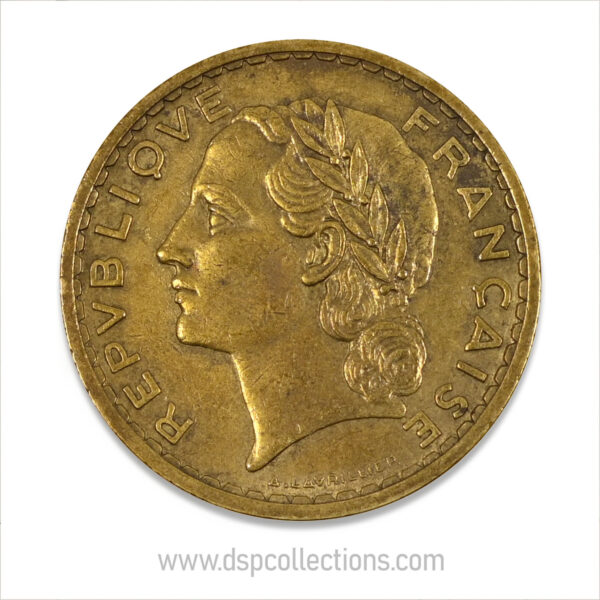 FRANCE, pièce de 5 Francs 1940, Lavrillier Bronze-Aluminium – Image 2