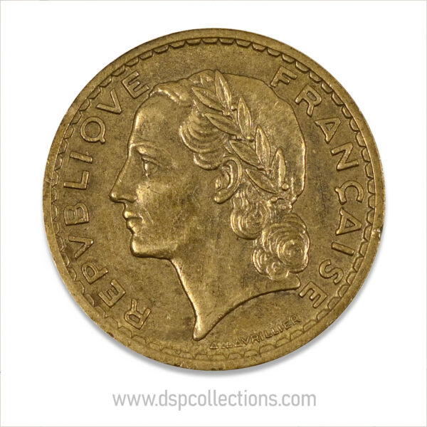 FRANCE, pièce de 5 Francs 1940, Lavrillier Bronze-Aluminium – Image 2