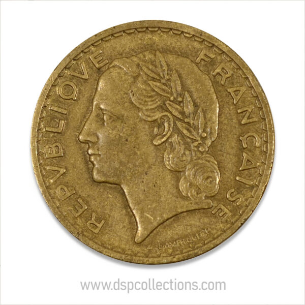 FRANCE, pièce de 5 Francs 1940, Lavrillier Bronze-Aluminium – Image 2