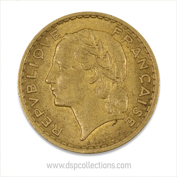 FRANCE, pièce de 5 Francs 1940, Lavrillier Bronze-Aluminium – Image 2