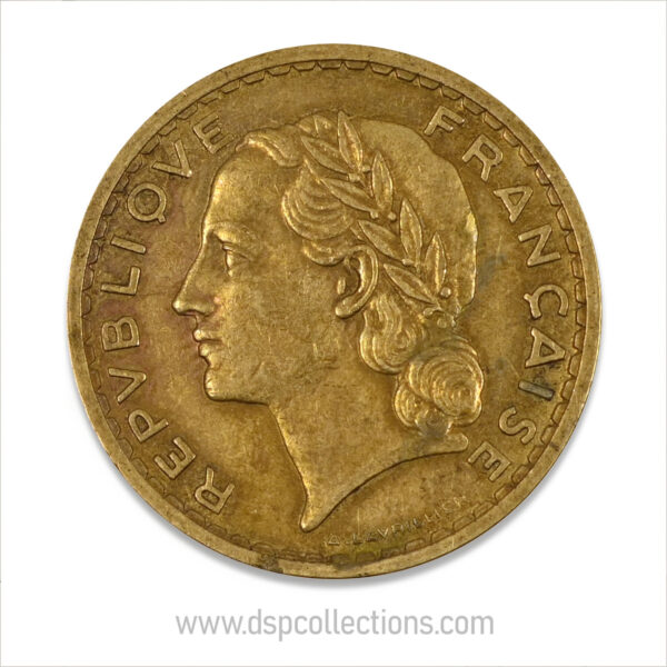 FRANCE, pièce de 5 Francs 1940, Lavrillier Bronze-Aluminium – Image 2