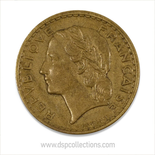 FRANCE, pièce de 5 Francs 1940, Lavrillier Bronze-Aluminium – Image 2