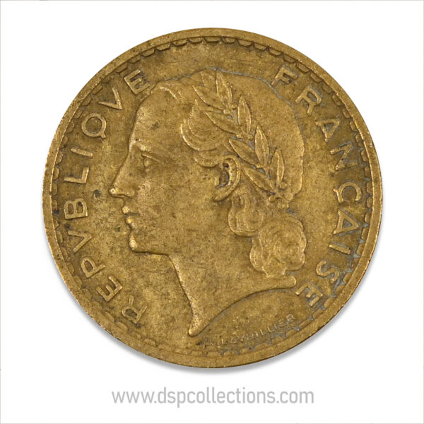 FRANCE, pièce de 5 Francs 1940, Lavrillier Bronze-Aluminium – Image 2