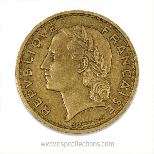 FRANCE, pièce de 5 Francs 1940, Lavrillier Bronze-Aluminium – Image 2