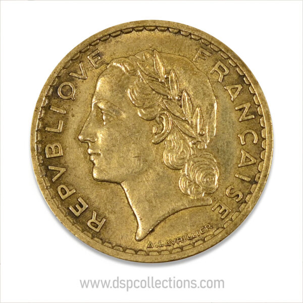 FRANCE, pièce de 5 Francs 1940, Lavrillier Bronze-Aluminium – Image 2