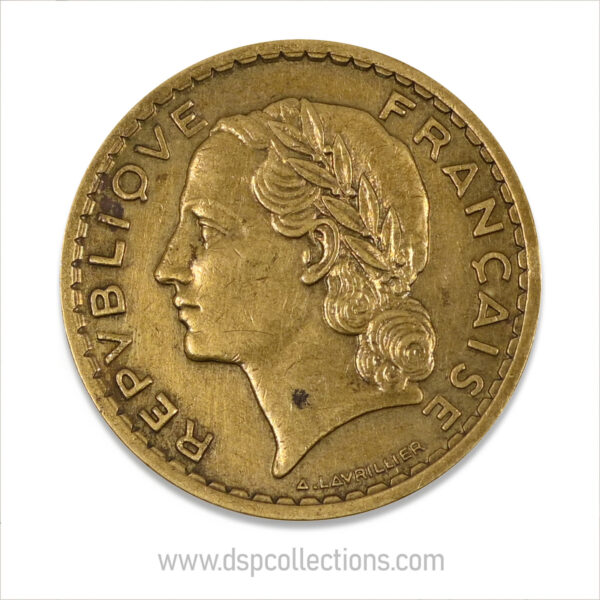 FRANCE, pièce de 5 Francs 1940, Lavrillier Bronze-Aluminium – Image 2