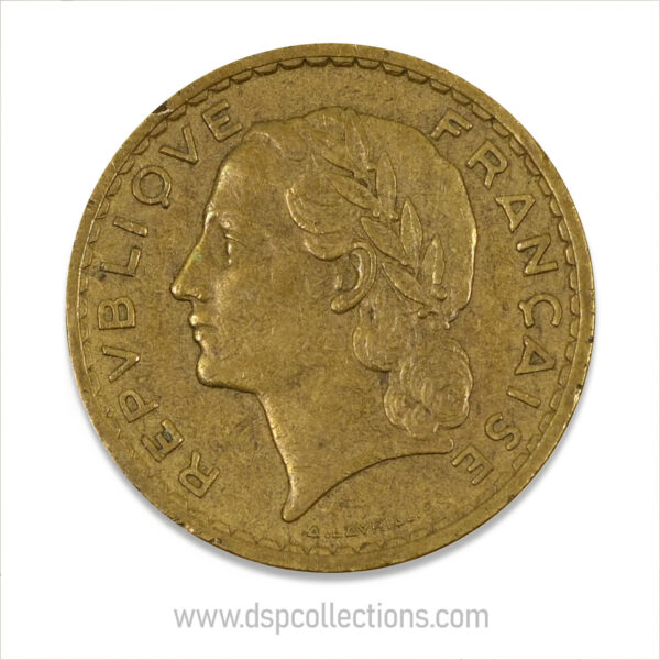 FRANCE, pièce de 5 Francs 1940, Lavrillier Bronze-Aluminium – Image 2