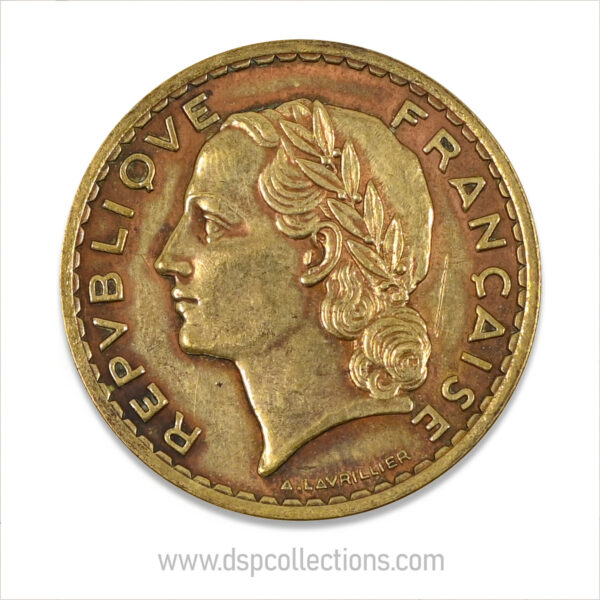 FRANCE, pièce de 5 Francs 1940, Lavrillier Bronze-Aluminium – Image 2