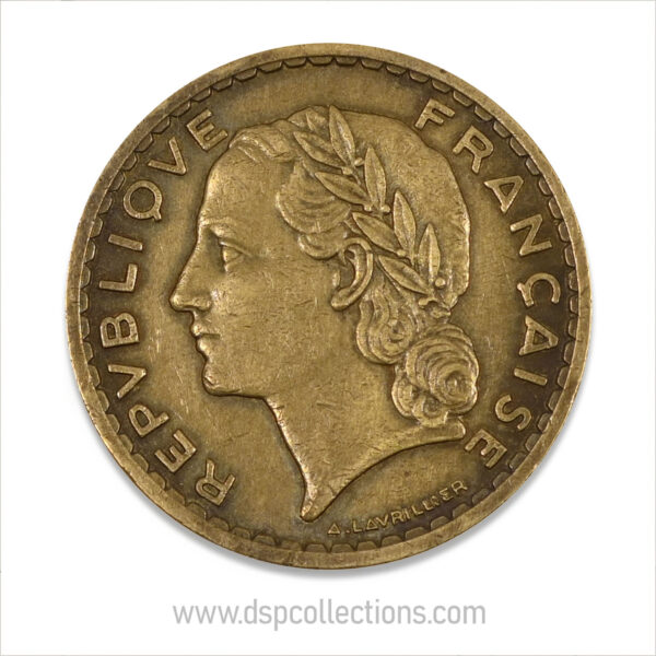 FRANCE, pièce de 5 Francs 1940, Lavrillier Bronze-Aluminium – Image 2