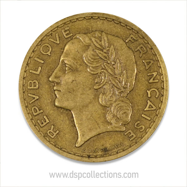 FRANCE, pièce de 5 Francs 1940, Lavrillier Bronze-Aluminium – Image 2