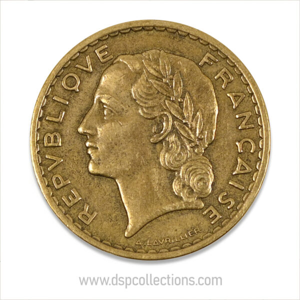 FRANCE, pièce de 5 Francs 1940, Lavrillier Bronze-Aluminium – Image 2