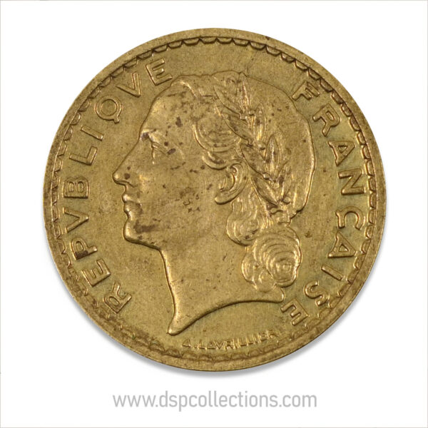 FRANCE, pièce de 5 Francs 1940, Lavrillier Bronze-Aluminium – Image 2