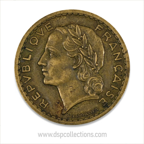 FRANCE, pièce de 5 Francs 1945, Lavrillier Bronze-Aluminium – Image 2