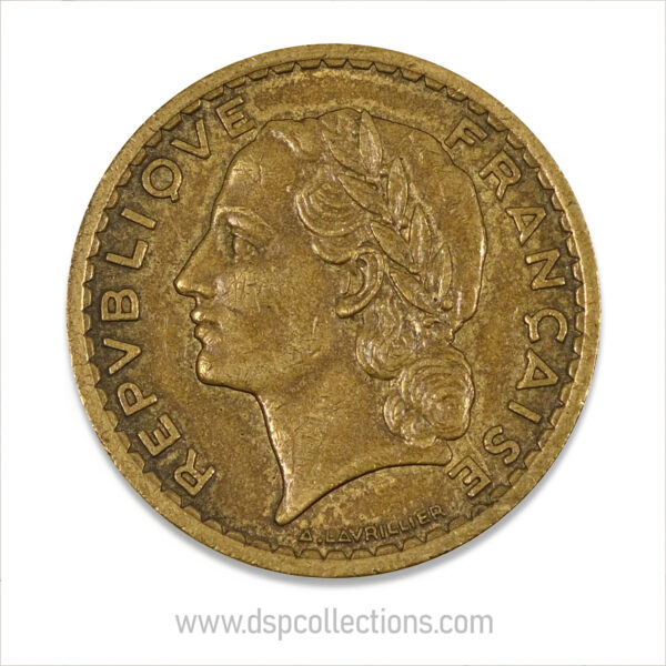 FRANCE, pièce de 5 Francs 1945, Lavrillier Bronze-Aluminium – Image 2