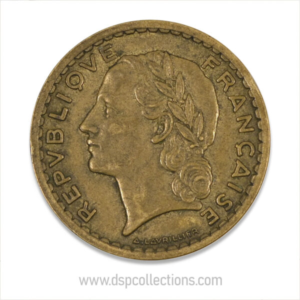 FRANCE, pièce de 5 Francs 1945, Lavrillier Bronze-Aluminium – Image 2