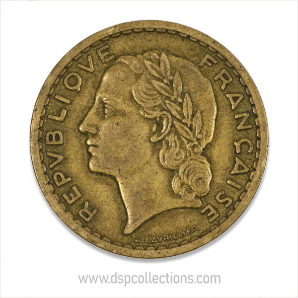 FRANCE, pièce de 5 Francs 1945, Lavrillier Bronze-Aluminium – Image 2