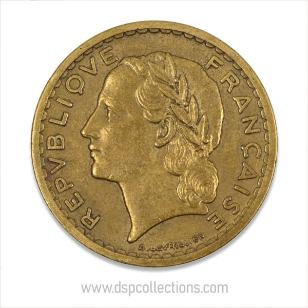 FRANCE, pièce de 5 Francs 1945, Lavrillier Bronze-Aluminium – Image 2