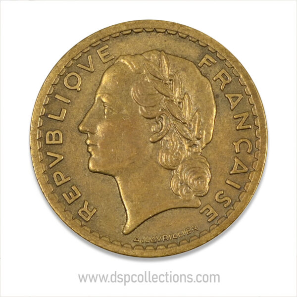 FRANCE, pièce de 5 Francs 1945, Lavrillier Bronze-Aluminium – Image 2