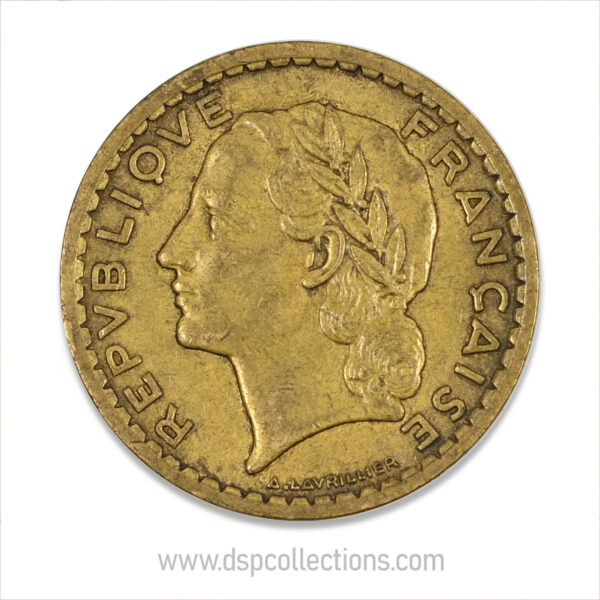 FRANCE, pièce de 5 Francs 1945, Lavrillier Bronze-Aluminium – Image 2