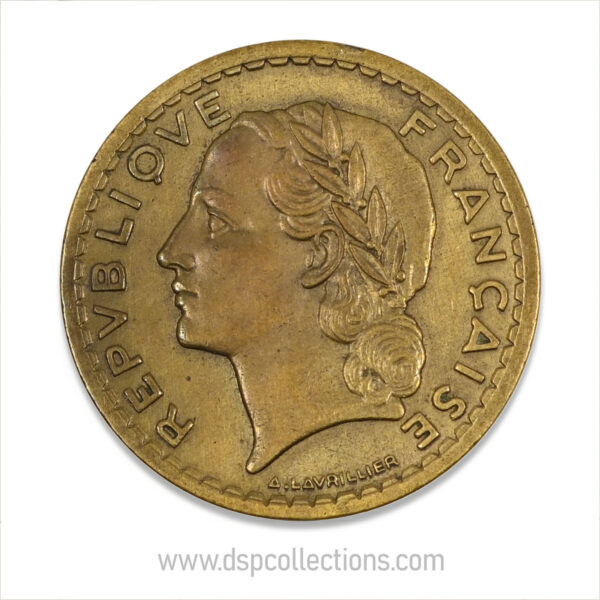 FRANCE, pièce de 5 Francs 1945, Lavrillier Bronze-Aluminium – Image 2