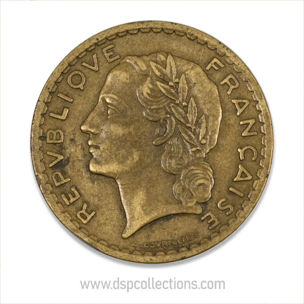 FRANCE, pièce de 5 Francs 1945 C, Lavrillier Bronze-Aluminium – Image 2