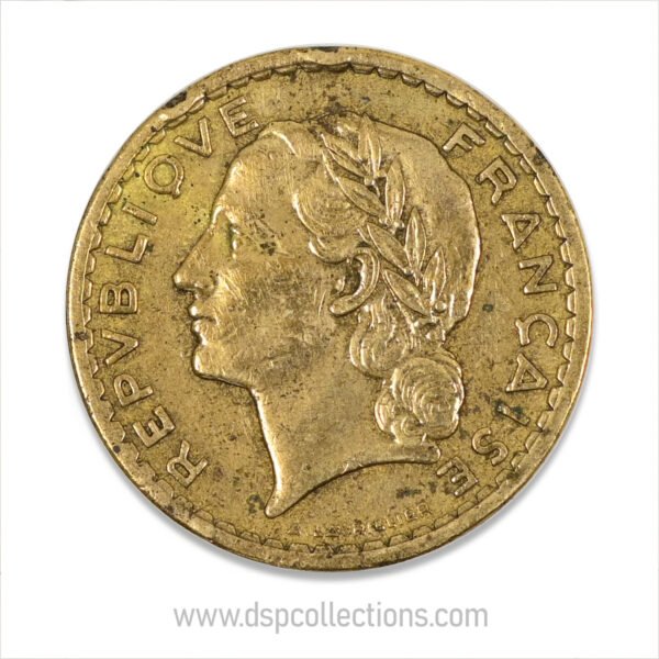 FRANCE, pièce de 5 Francs 1945 C, Lavrillier Bronze-Aluminium – Image 2