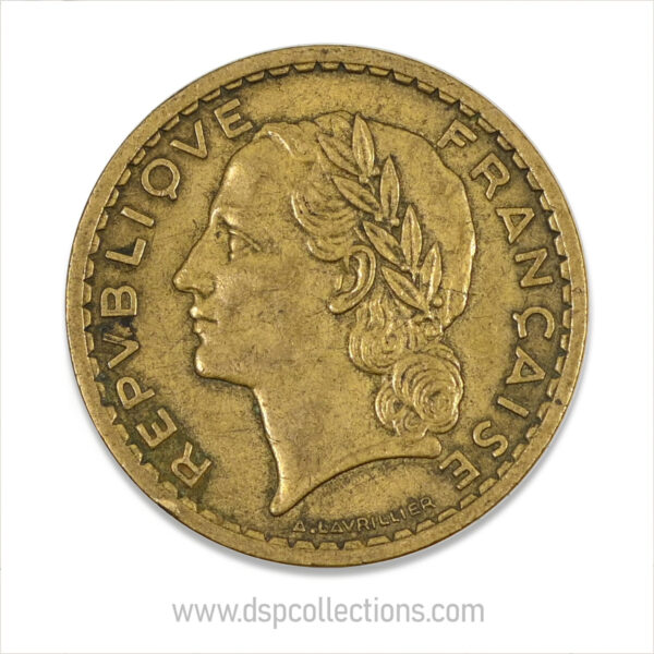 FRANCE, pièce de 5 Francs 1945 C, Lavrillier Bronze-Aluminium – Image 2