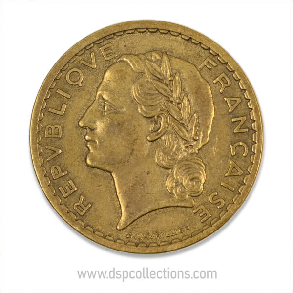 FRANCE, pièce de 5 Francs 1945 C, Lavrillier Bronze-Aluminium – Image 2