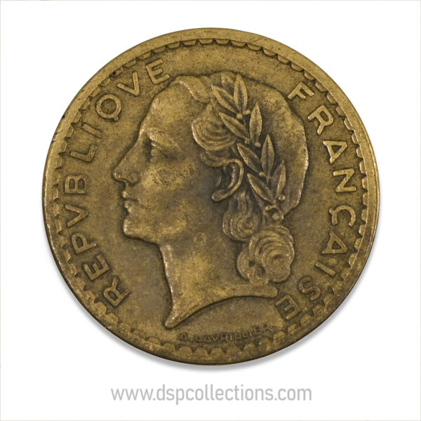 FRANCE, pièce de 5 Francs 1946, Lavrillier Bronze-Aluminium – Image 2