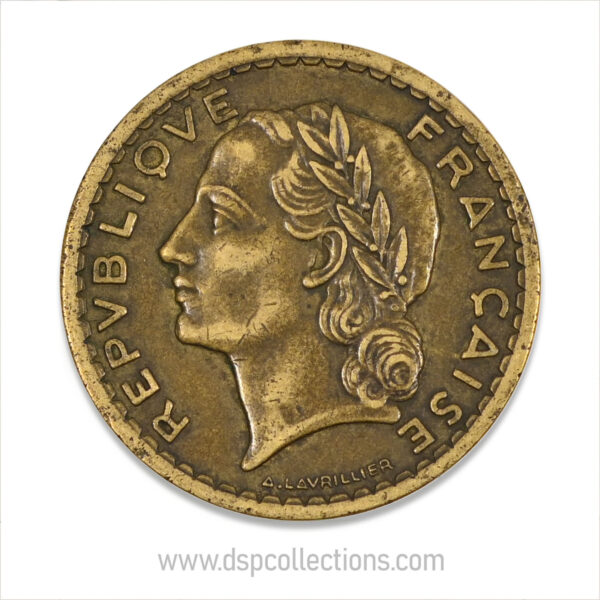 FRANCE, pièce de 5 Francs 1946, Lavrillier Bronze-Aluminium – Image 2