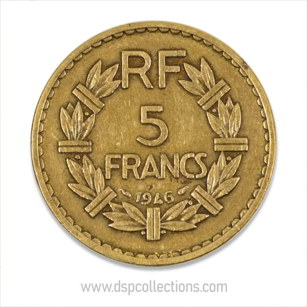 FRANCE, pièce de 5 Francs 1946, Lavrillier Bronze-Aluminium