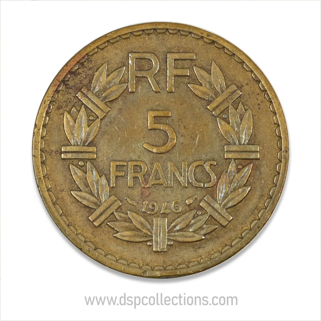 FRANCE, pièce de 5 Francs 1946, Lavrillier Bronze-Aluminium